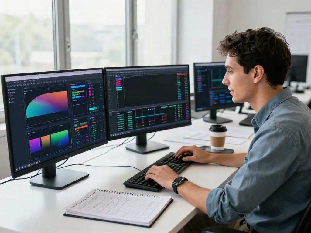 Dynamic trading atmosphere showcasing MetaTrader 5 in a modern workspace.