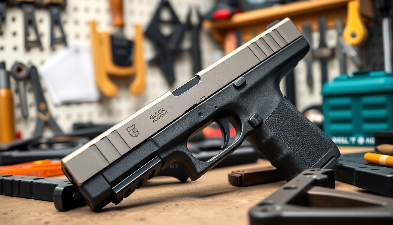 Showcasing a detailed glock 19 slide oem in a professional workshop environment highlighting quality craftsmanship.