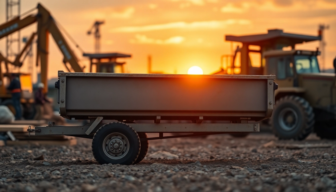 Robust dump trailer parked on a construction site, showcasing durability.